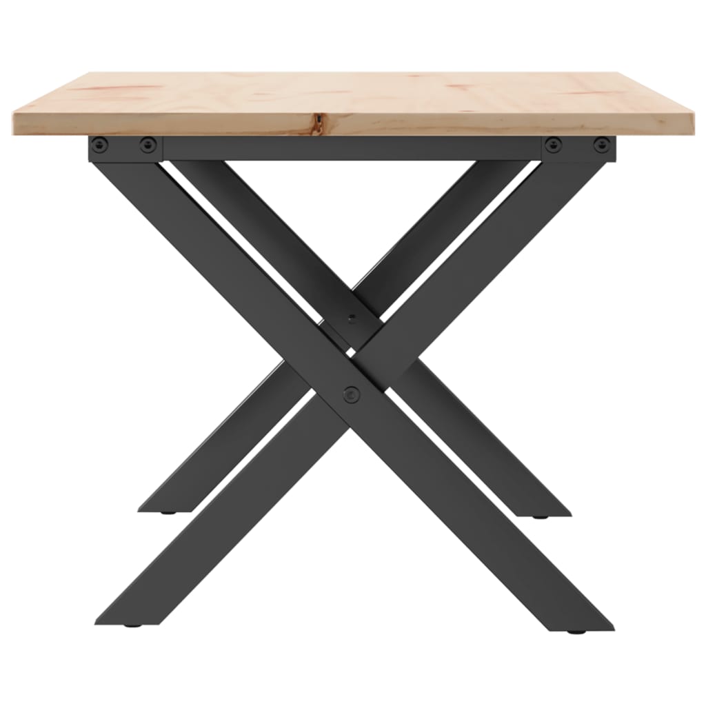 Mesa De Centro Marco X Madera Maciza Pino Y Acero 80x50x40 Cm_3