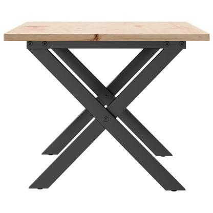 Mesa De Centro Marco X Madera Maciza Pino Y Acero 80x50x40 Cm_3