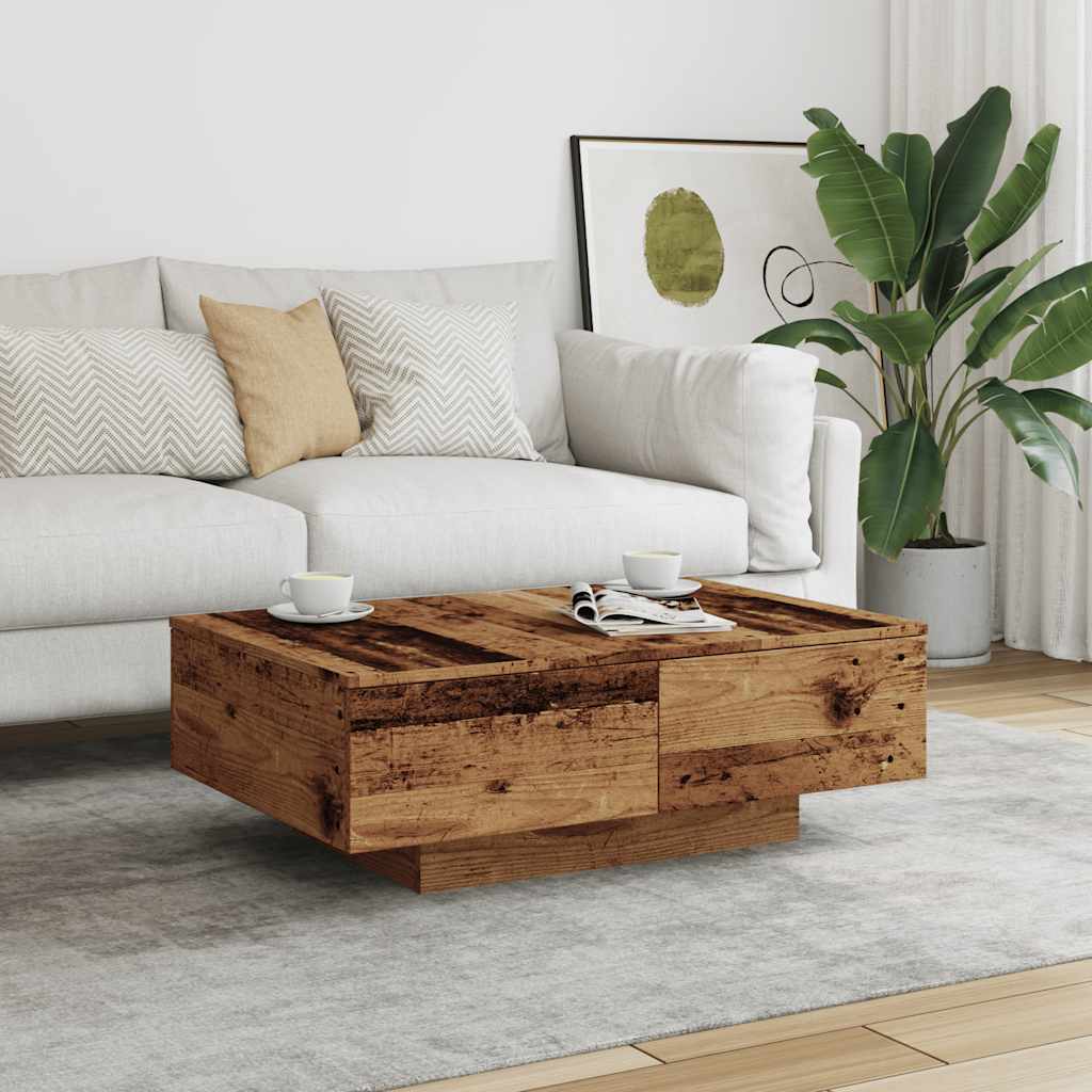 Mesa De Centro Madera Ingeniería Madera Envejecida 90x60x31 Cm_1