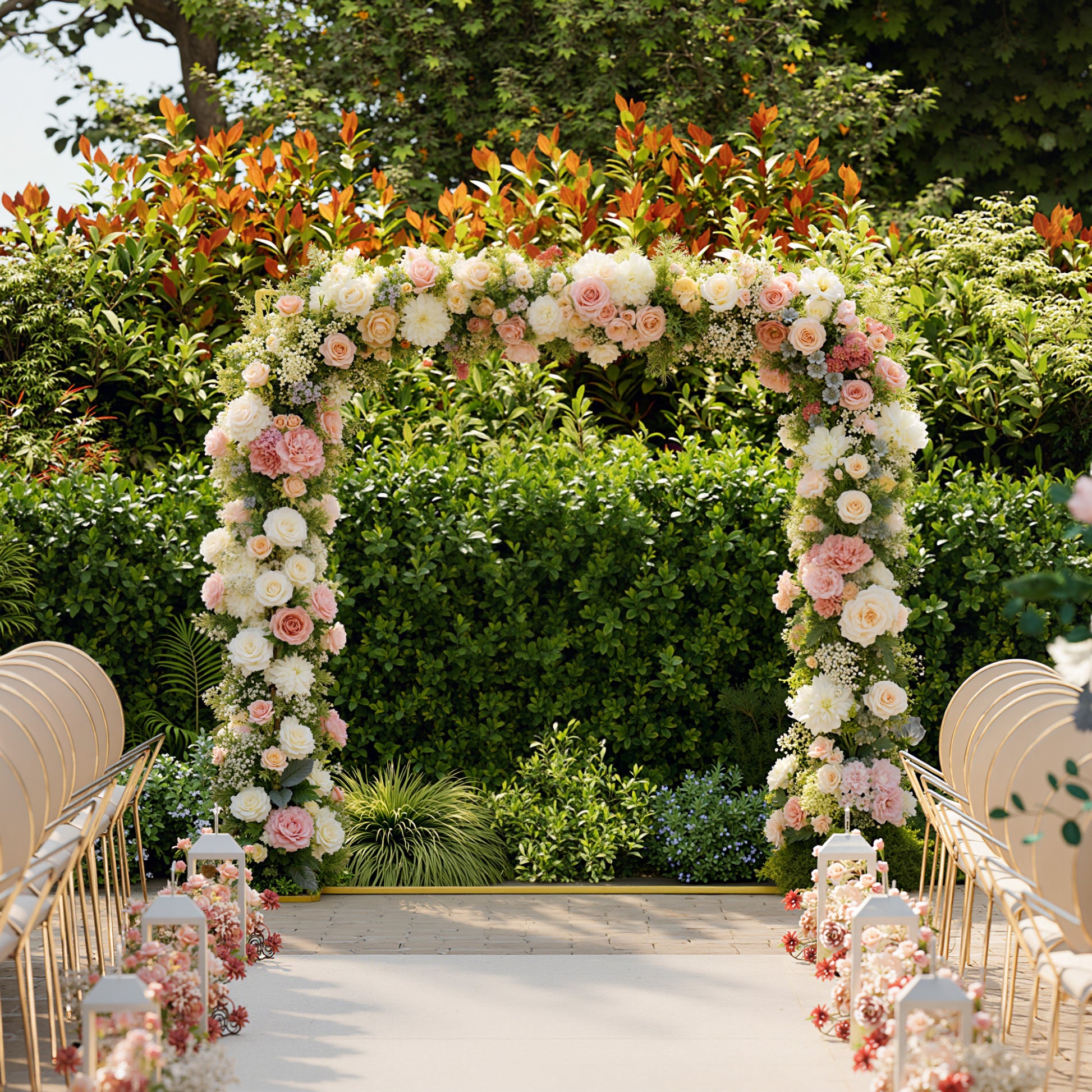 Outsunny Arco De Jardín Para Rosas De Metal Resistente A La Intemperie Dorado_4