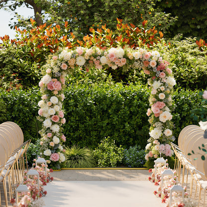 Outsunny Arco De Jardín Para Rosas De Metal Resistente A La Intemperie Dorado_4