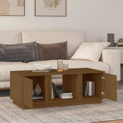 Mesa De Centro Madera Maciza De Pino Marrón Miel 110x50x40 Cm_1