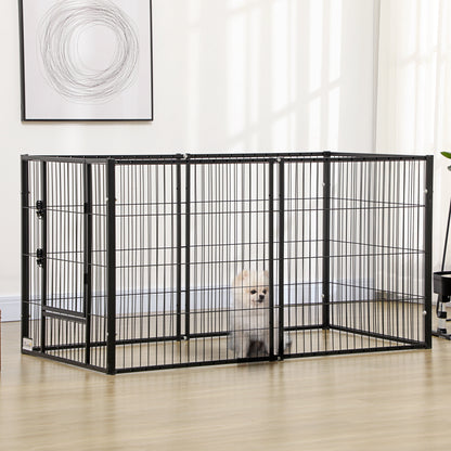 Pawhut Parque Para Perros De 6 Paneles Ajustable 82,5-150x79x81 Cm Negro_1