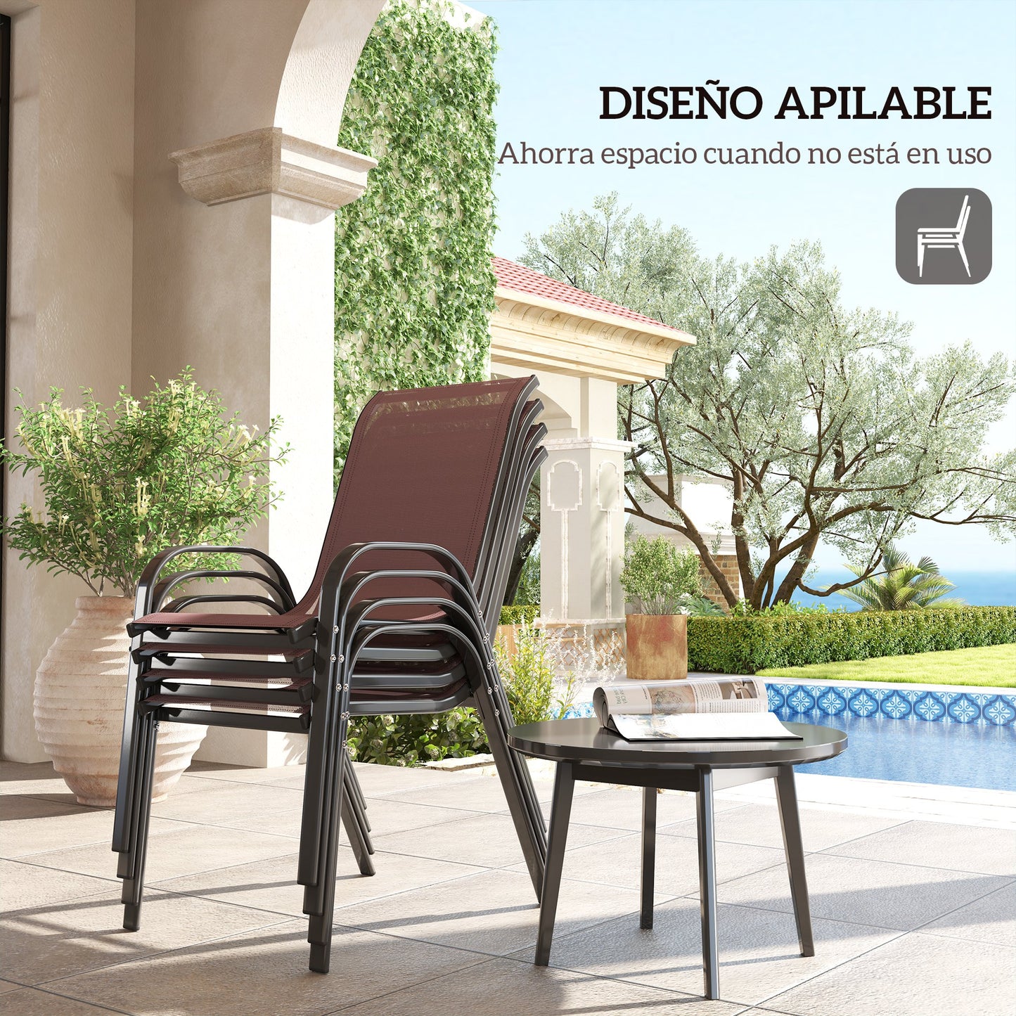 Outsunny Juego De 4 Sillas De Jardín Exterior_3
