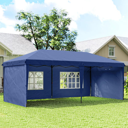 Outsunny Carpa Plegable 6x3 M Con 4 Laterales Desmontables 2 Ventanas Azul_1