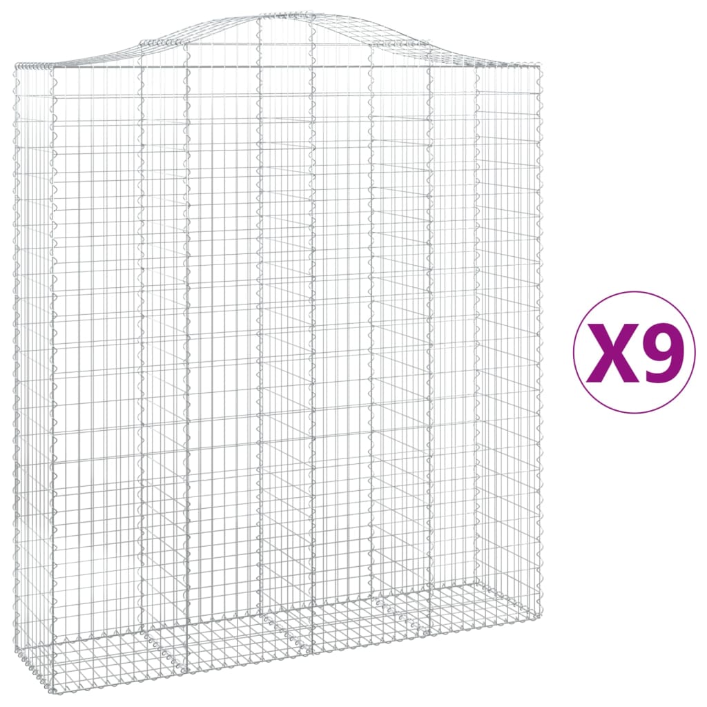 Cestas De Gaviones 9 Uds Forma De Arco Hierro 200x50x220/240 Cm_0