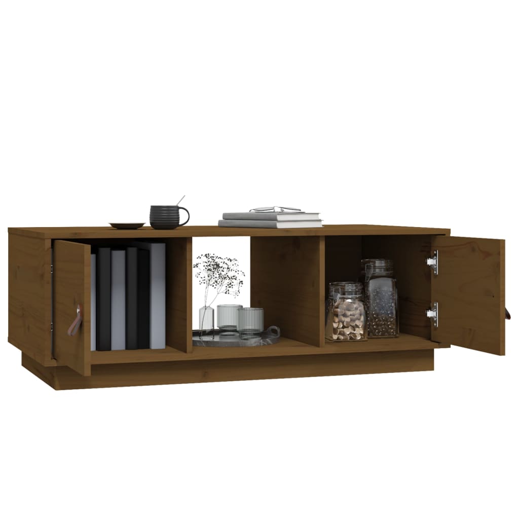 Mesa De Centro Madera Maciza De Pino Marrón Miel 100x50x35 Cm_3