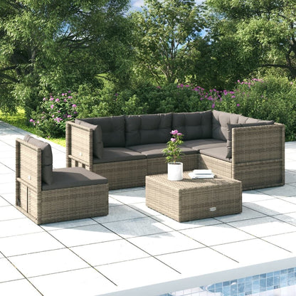 Vidaxl Set De Muebles De Jardín 5 Pzas Y Cojines Ratán Sintético Gris_1