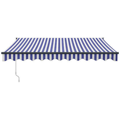 Toldo Retráctil Aluminio Y Tela Azul Y Blanco 3,5x2,5 M_2