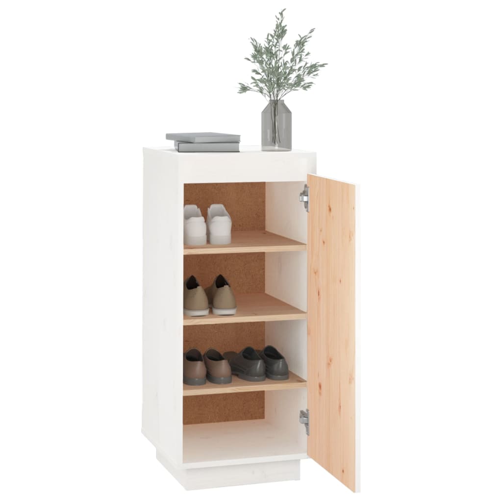 Armario Zapatero De Madera Maciza De Pino Blanco 35x35x80 Cm / Vetonek_1