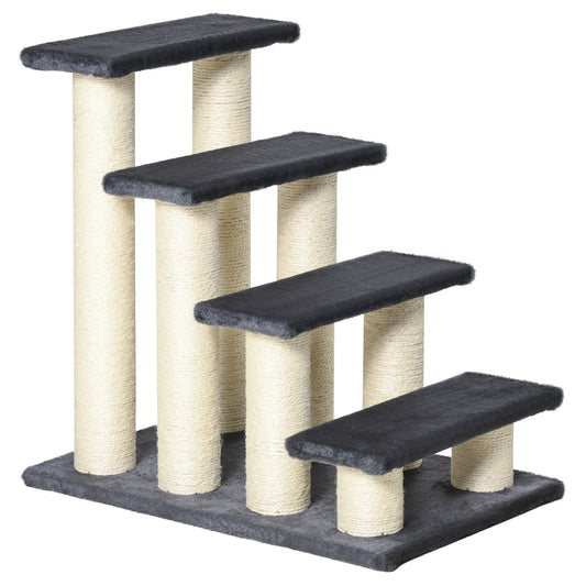 Pawhut Escalera Para Mascotas 60x42x61cm Cubierta De Peluche Rascador De Sisal_0