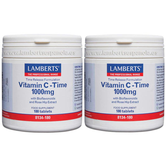 Pack 2 x Vitamina C 1000 mg liberación sostenida Lamberts 180 tabletas