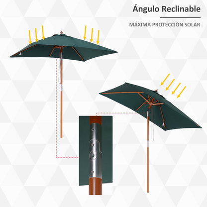 Outsunny Sombrilla De Jardín 200x150x235 Cm Inclinable Con Doble Techo Verde_3