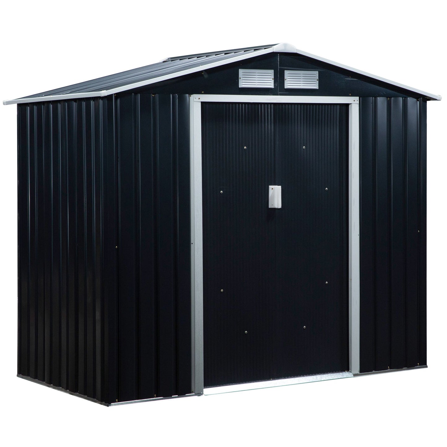 Outsunny Caseta De Jardín 213x130x185 Cm Con 2 Puertas Correderas Y 4 Ventanas_0