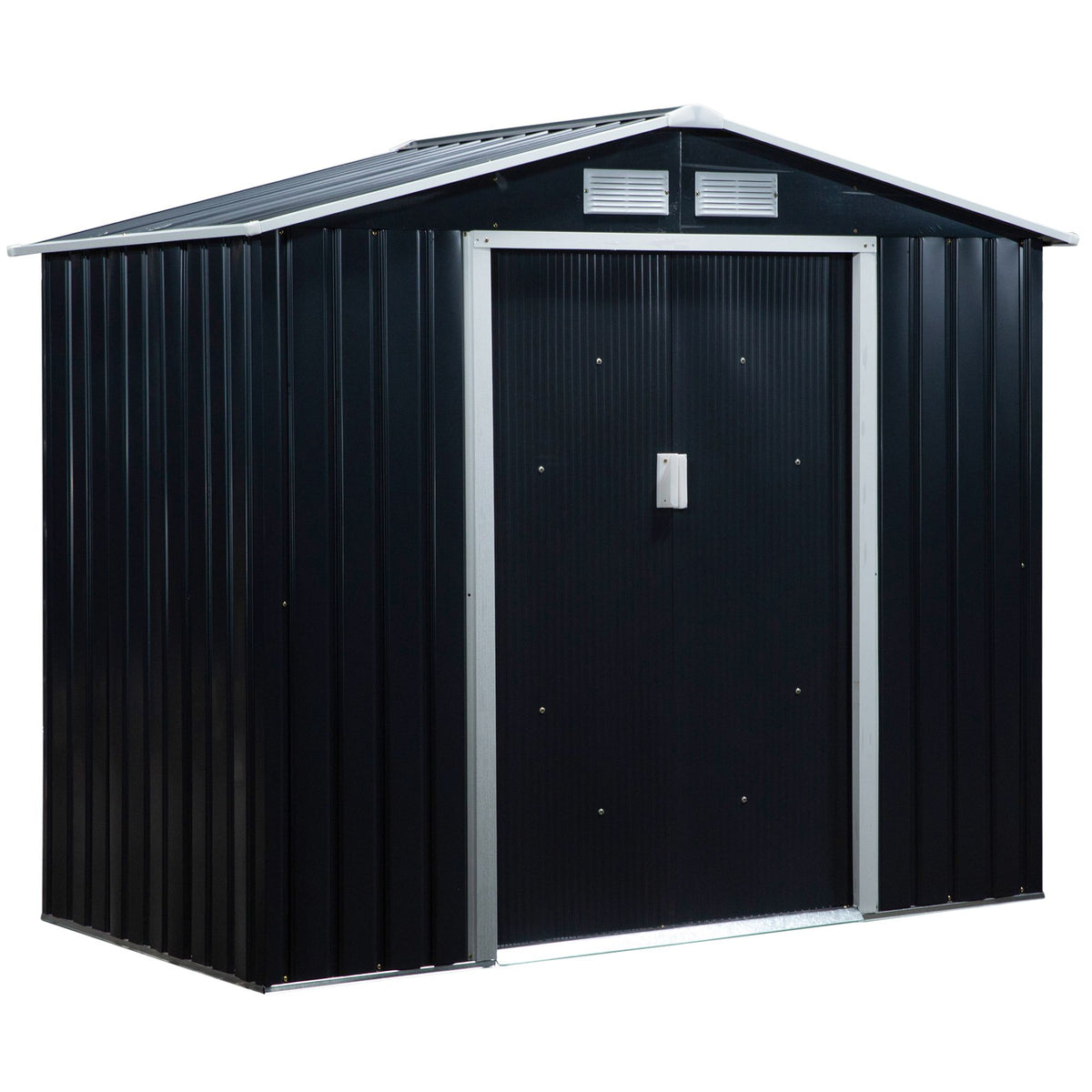 Outsunny Caseta De Jardín 213x130x185 Cm Con 2 Puertas Correderas Y 4 Ventanas_0