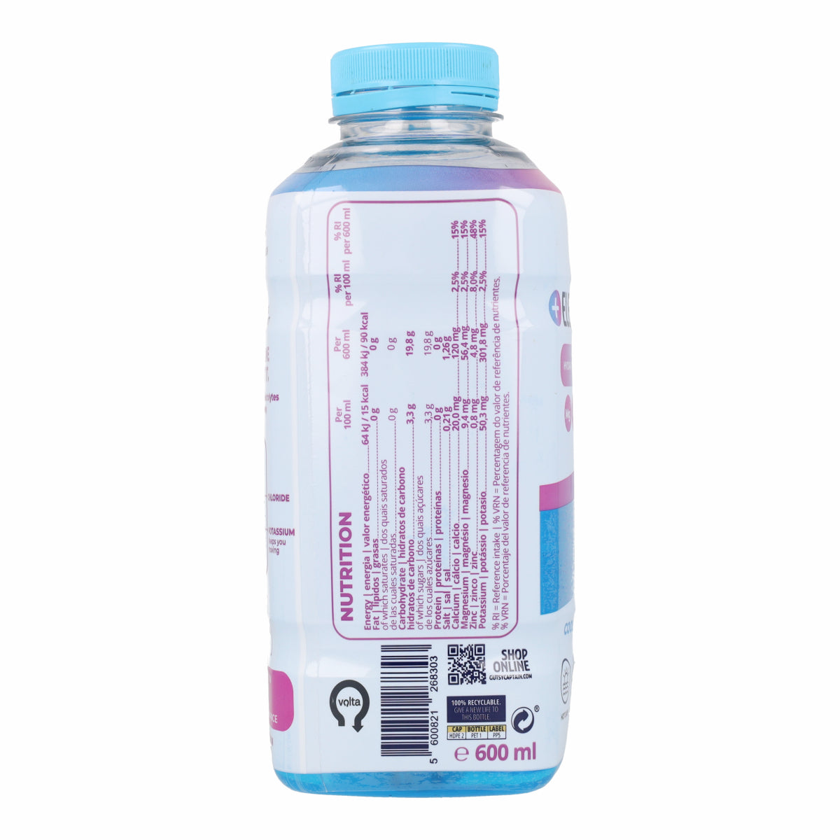 Bebida Natural Electrolyte Cool Blue Pet The Gutsy Captain 600 ml