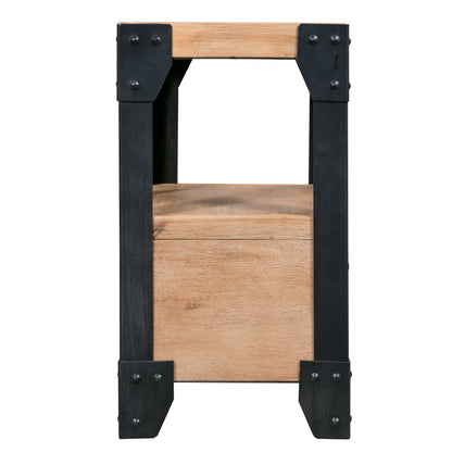 Mesitas De Noche 2 Uds Madera Maciza Acacia Y Acero 40x30x54 Cm_2