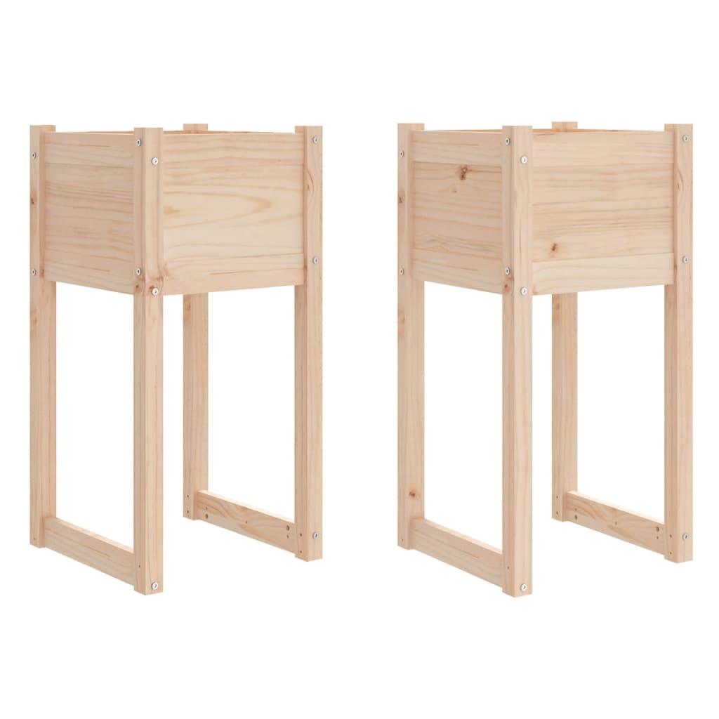 Jardinera 2 Unidades Madera Maciza De Pino 40x40x81 Cm_0