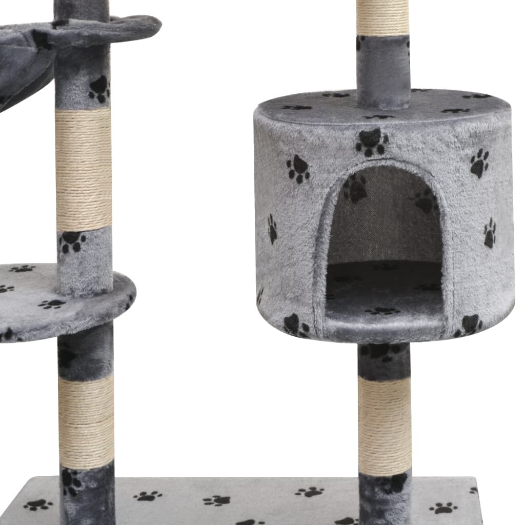 Vidaxl Rascador Para Gatos Poste Rascador De Sisal 125 Cm Huellas Gris_2