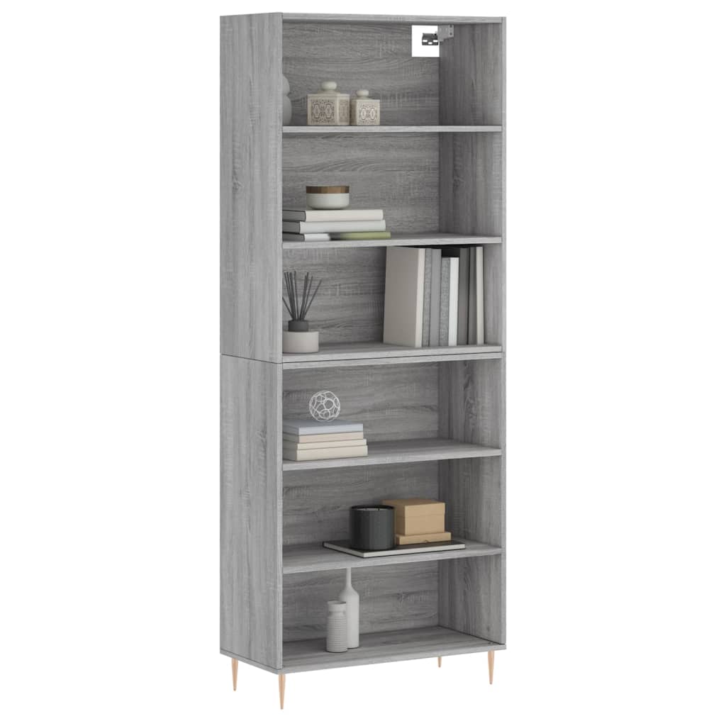 Aparador Alto Madera Ingeniería Gris Hormigón 69,5x32,5x180 Cm_2