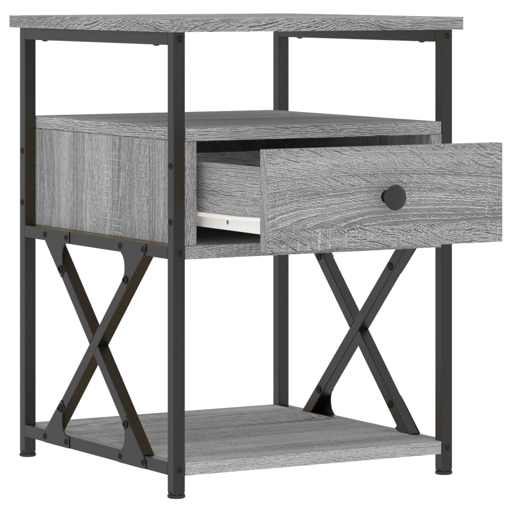 Mesita De Noche Madera De Ingeniería Gris Sonoma 40x42x55 Cm_4