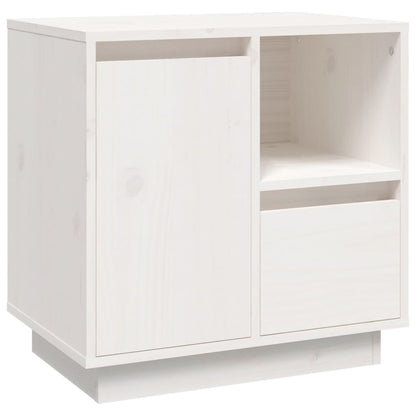 Mesita De Noche Madera Maciza De Pino Blanco 50x34x50 Cm_0