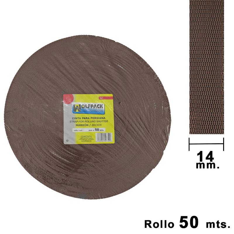 Cinta Persiana Wolfpack Marrón 14 Mm. Rollo 50 Metros_0