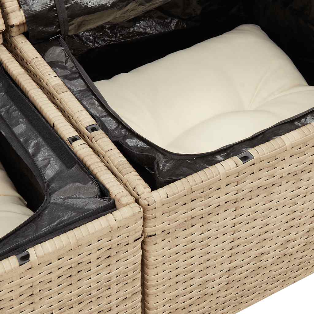 Set Sofás De Jardín 7 Piezas Y Cojines Ratán Sintético Beige / Vetonek_4