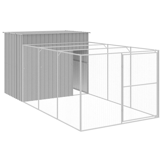 Caseta Perros Corral Acero Galvanizado Gris Claro 214x457x181cm_0