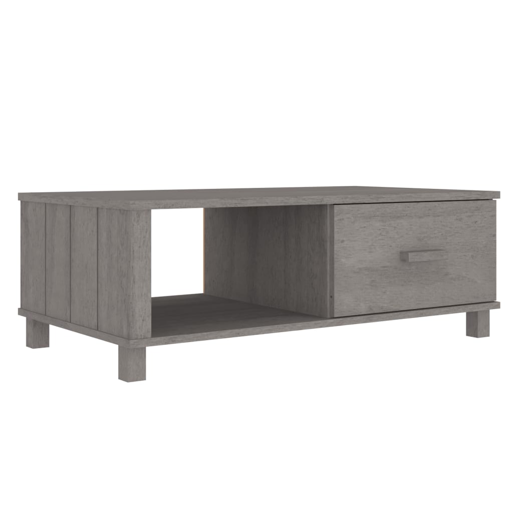 Mesa De Centro Hamar Madera Maciza Pino Gris Claro 100x55x35 Cm_0