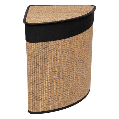 Cesta De Ropa Esquina 48l Bambú Y Tejido Negro_0