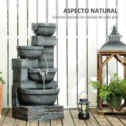 Outsunny Fuente De Agua Con Iluminación Led 38x35x78,5 Cm Gris_5