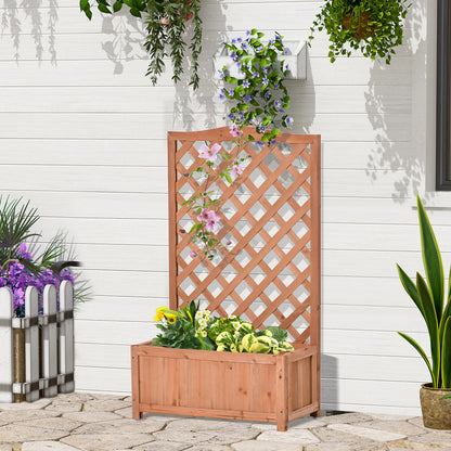 Jardinera Con Enrejado Outsunny Madera De Abeto Marrón 70x28x117 Cm_1