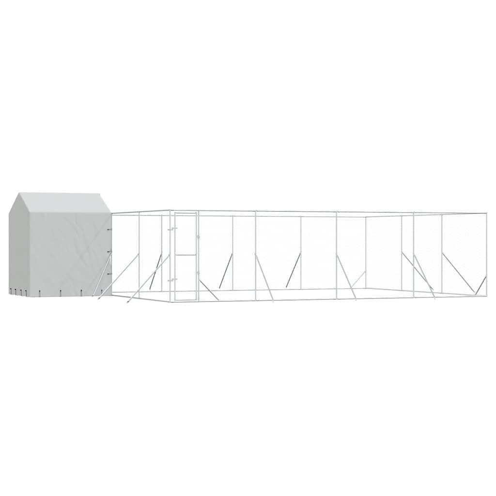 Perrera De Exterior Con Toldo Acero Galvanizado Plata 10x6x2,5m_0