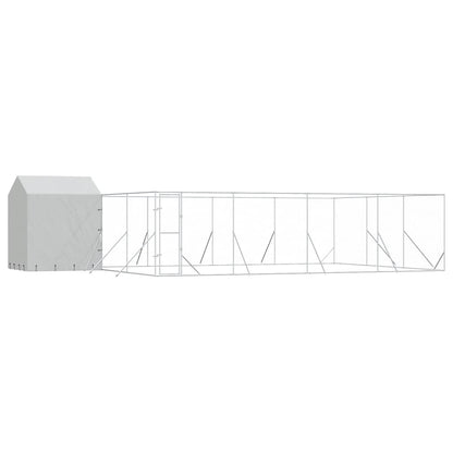Perrera De Exterior Con Toldo Acero Galvanizado Plata 10x6x2,5m_0