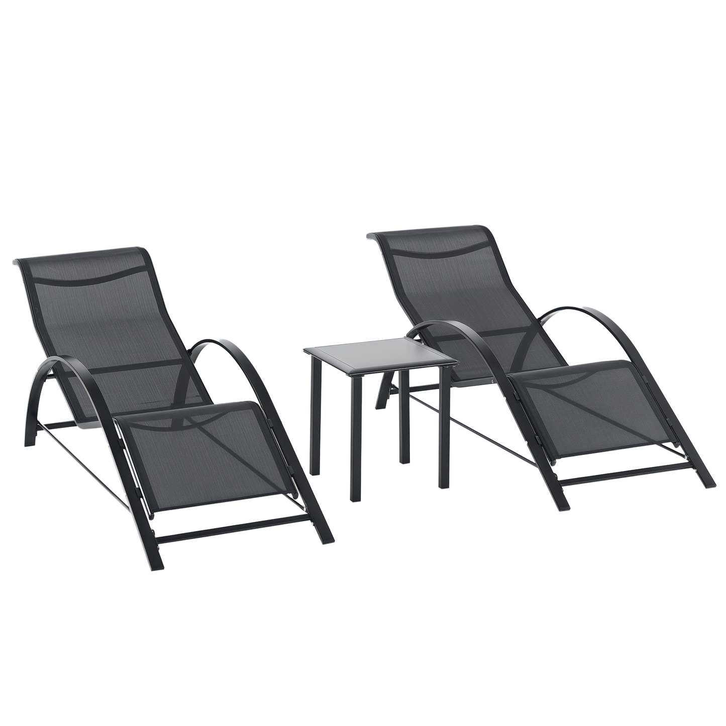Outsunny 2 Tumbonas De Jardín 59x169x66cm Con Mesa De Café 41x41x45cm Patio_0