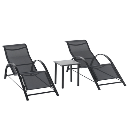 Outsunny 2 Tumbonas De Jardín 59x169x66cm Con Mesa De Café 41x41x45cm Patio_0