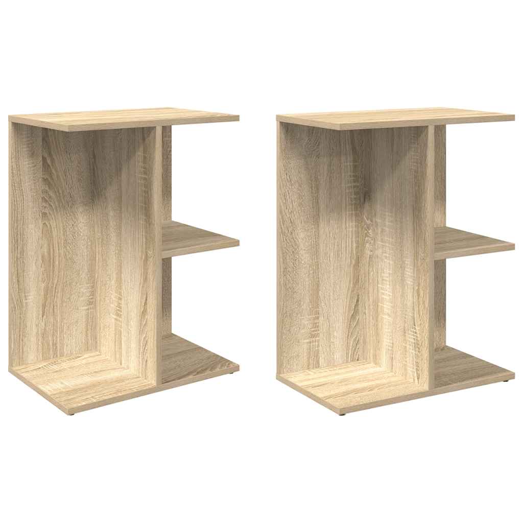 Mesita Noche 2 Uds Madera Ingeniería Roble Sonoma 46,5x29x61 Cm_0