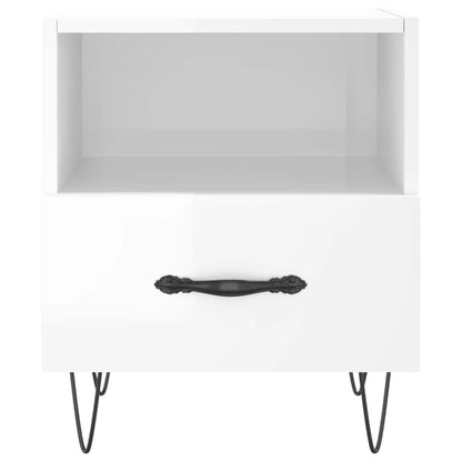Mesita De Noche Madera De Ingeniería Blanco Brillo 40x35x47,5cm_2