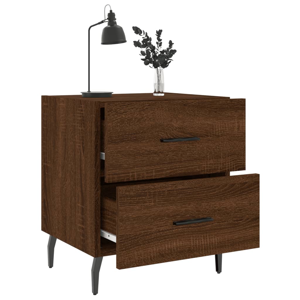 Mesita Noche 2 Uds Madera Ingeniería Marrón Roble 40x35x47,5 Cm_2