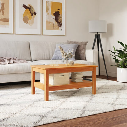 Mesa De Centro Madera Maciza De Pino Marrón Cera 80x50x40 Cm_1