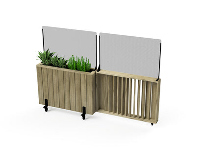 Kit Jardinera Alta De Madera Con Barandilla Y Cortavientos 60 Cm 100x24x80 Cm Hortalia_0