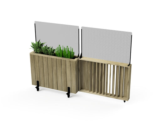 Kit Jardinera Alta De Madera Con Barandilla Y Cortavientos 60 Cm 100x24x80 Cm Hortalia_0