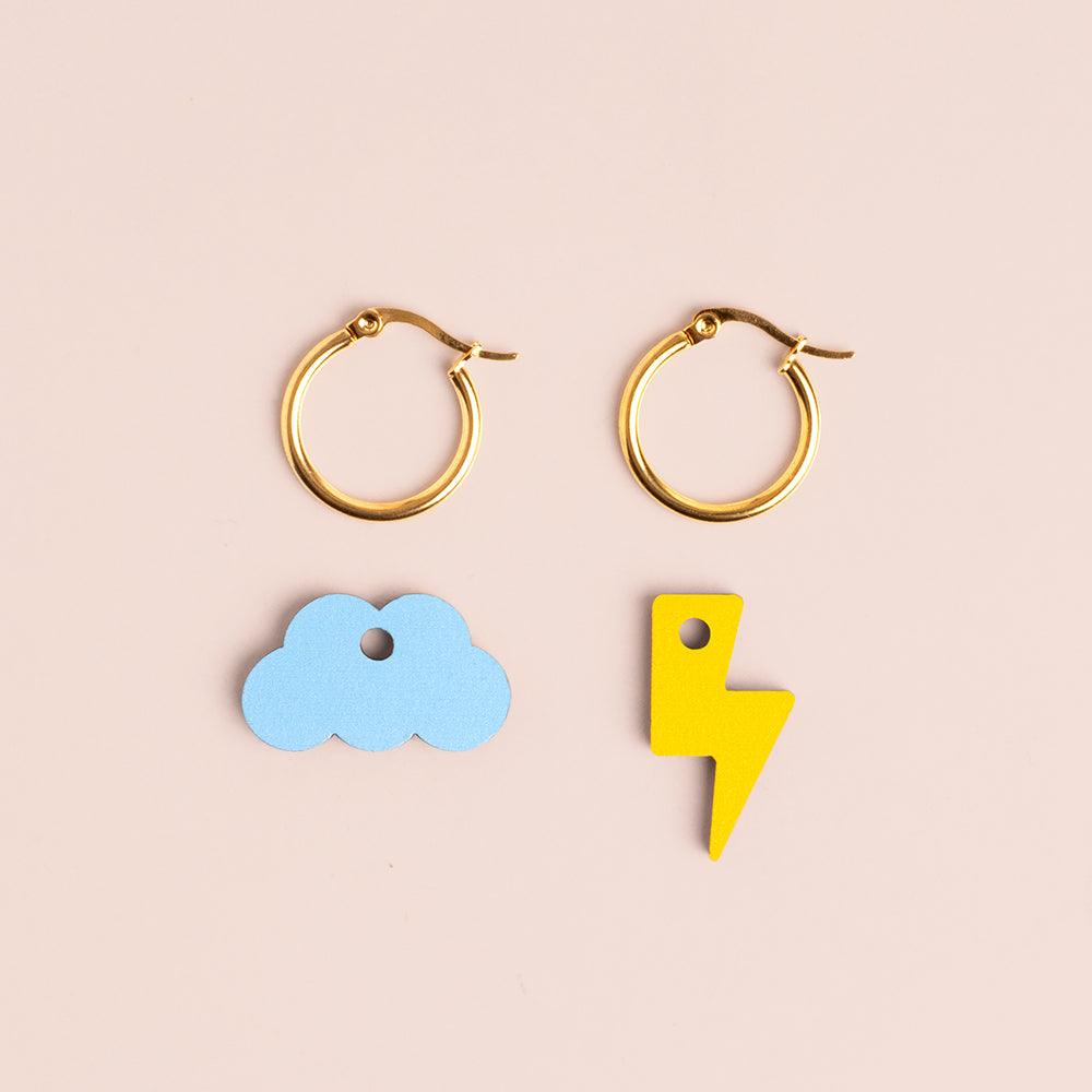 Pendientes Cloud And Bolt De Madera | Joyería Artesanal, Ligera Y Elegante | Diseño Natural Y Original_2