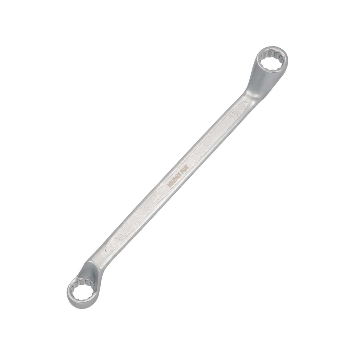 Llave Estrella Acodada Plus Acero Cromo Vanadio 14x15 Din 838. Llave Doble Boca Acodada, Llave Fija Estrella Acodada_0