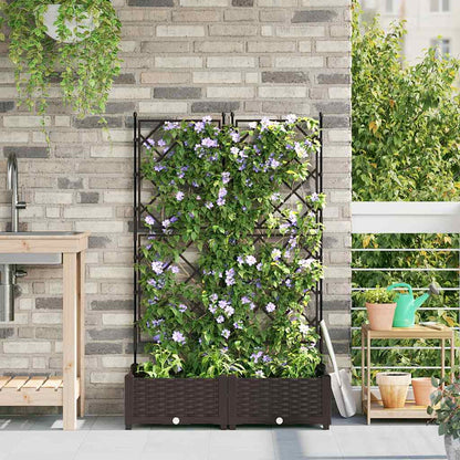 Vidaxl Maceta De Jardín Con Enrejado 2 Pcs Marrón 80 X 40 X 125.5 Cm_1