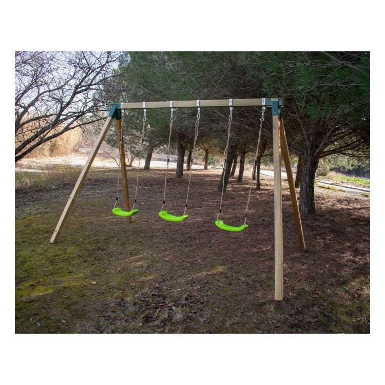 Columpio Triple De Madera Cuadrada Masgames Nori Xl.