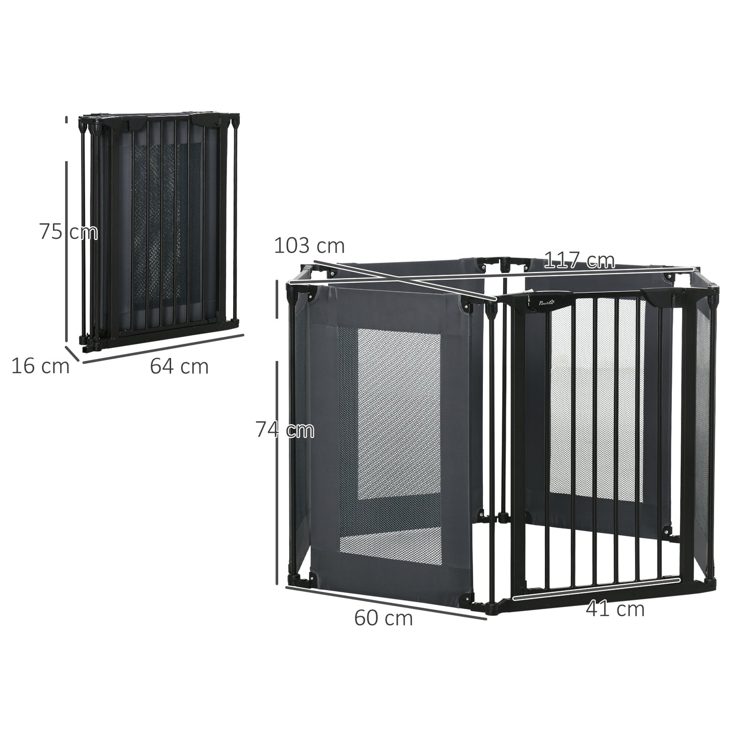 Pawhut Parque Para Perros Plegable 6 Paneles Barrera De Seguridad 117x103x74 Cm_2