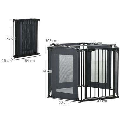 Pawhut Parque Para Perros Plegable 6 Paneles Barrera De Seguridad 117x103x74 Cm_2