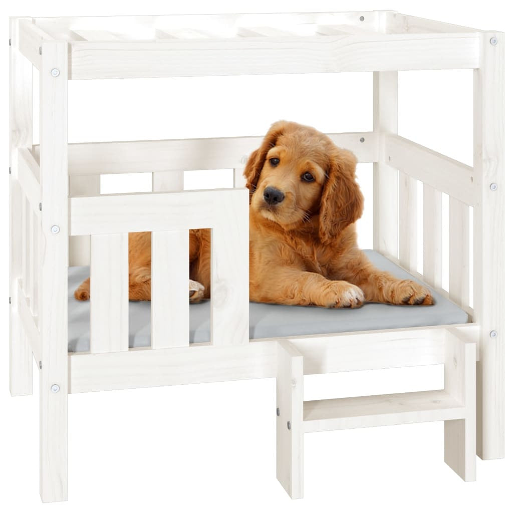Vidaxl Cama Para Perros Madera Maciza De Pino Blanco 75,5x63,5x70 Cm_3